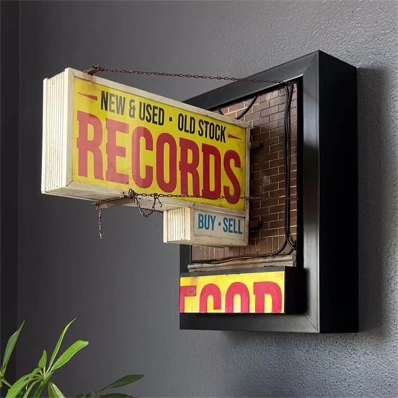 Vintage Style Double-Sided Hanging Record Store Sign, Retro Wall Decor for Music Lovers, Indoor Outdoor Display, 24x18 Inch