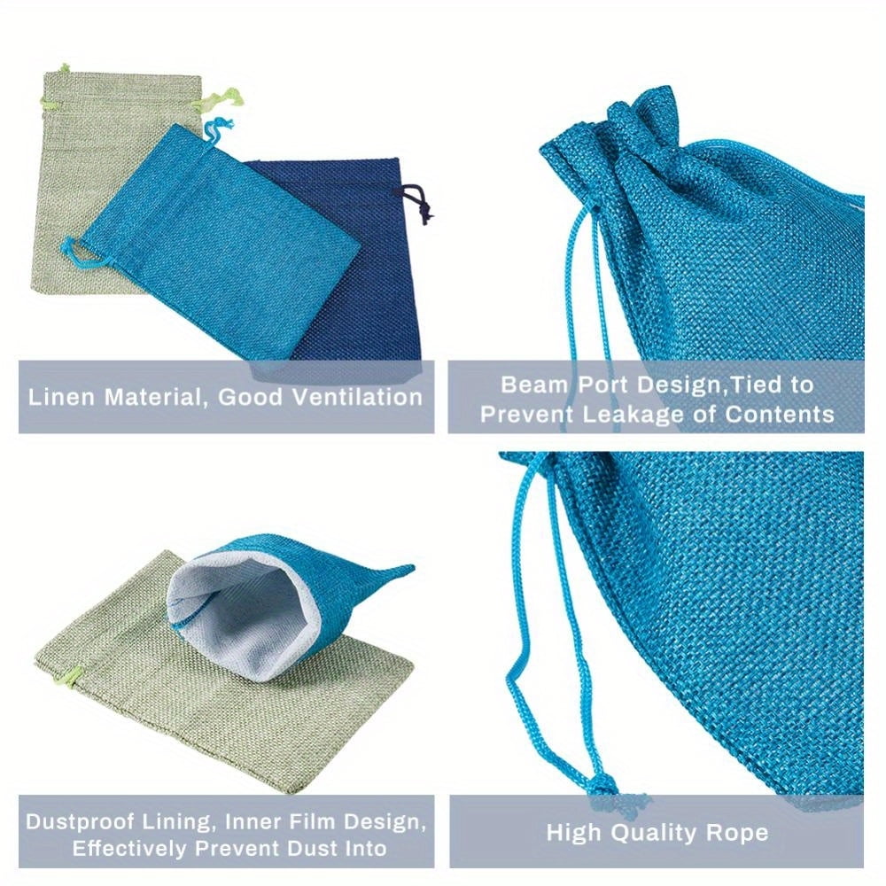 Drawstring burlap bags, drawstring gift bags, portable jewelry pouches, for wedding party treat and DIY craft