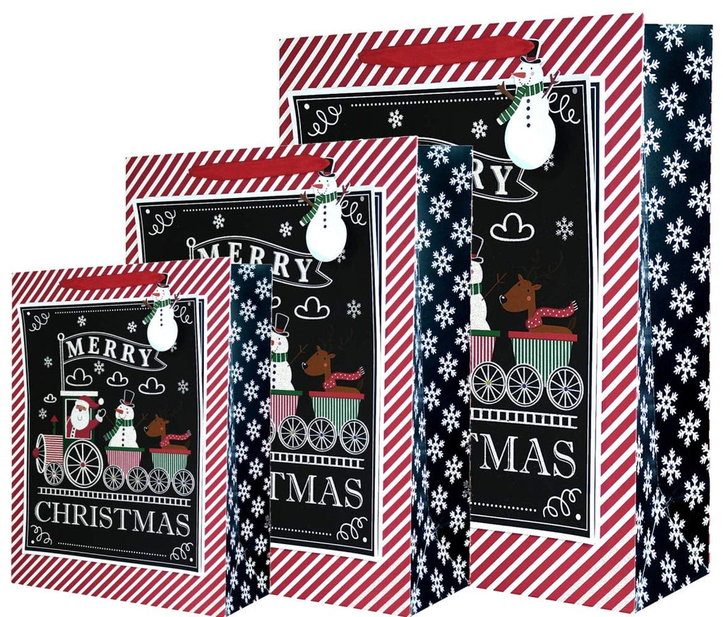 Christmas Gift Bags with Holiday Prints - Large Scale Holiday Design Packages - Easy Gift Storing & Wrapping for Christmas - Pack of 27