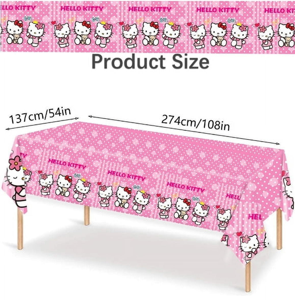 Kitty Birthday Party Supplies, Party Decorations Set Include Banner, Balloons, Hanging Swirls, Cake Cupcake Toppers, Tablecloth for Girls Kitty Theme Party