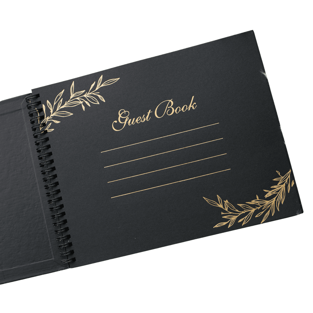 Graduation Guest Book for Polaroid Pictures, Black Spiral Hardcover with Blank Pages for Funerals, Weddings, Parties