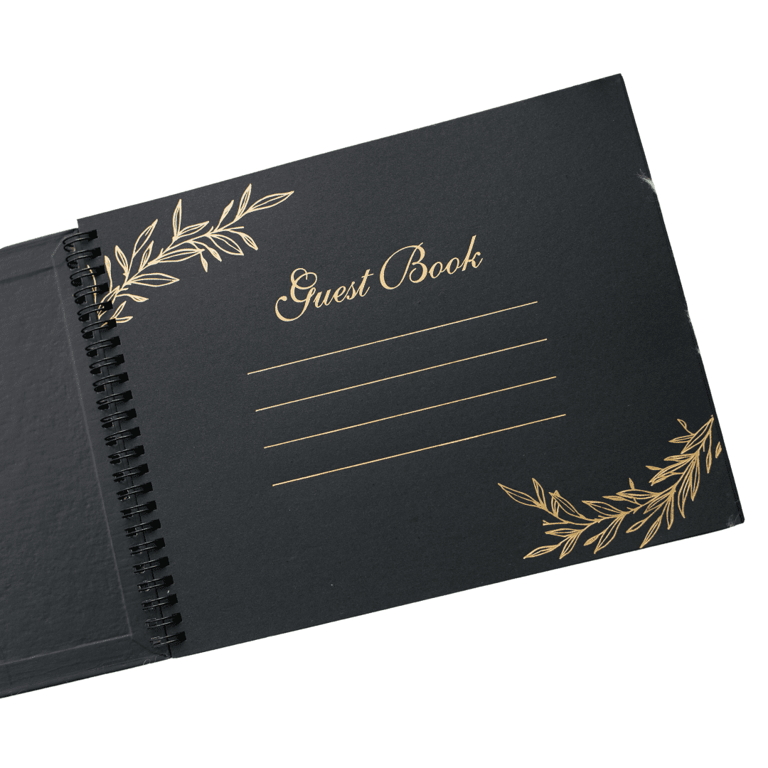 Graduation Guest Book for Polaroid Pictures, Black Spiral Hardcover with Blank Pages for Funerals, Weddings, Parties