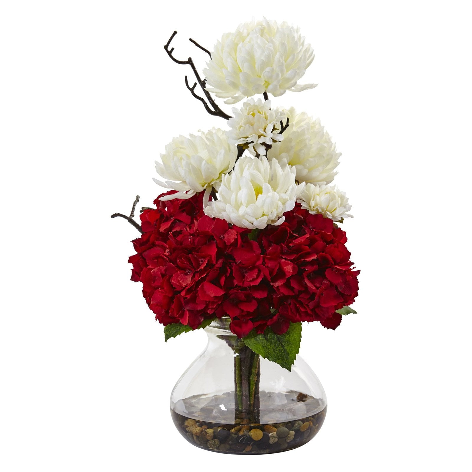 Nearly Natural Hydrangea and Mum in Vase