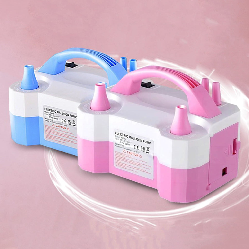SUSUchens Electric Balloon Pump Portable Automatic Dual Nozzle 110V 600W Balloon Inflator Birthday Gender Reveal Baby Shower Balloons Party Supplies Blue EU