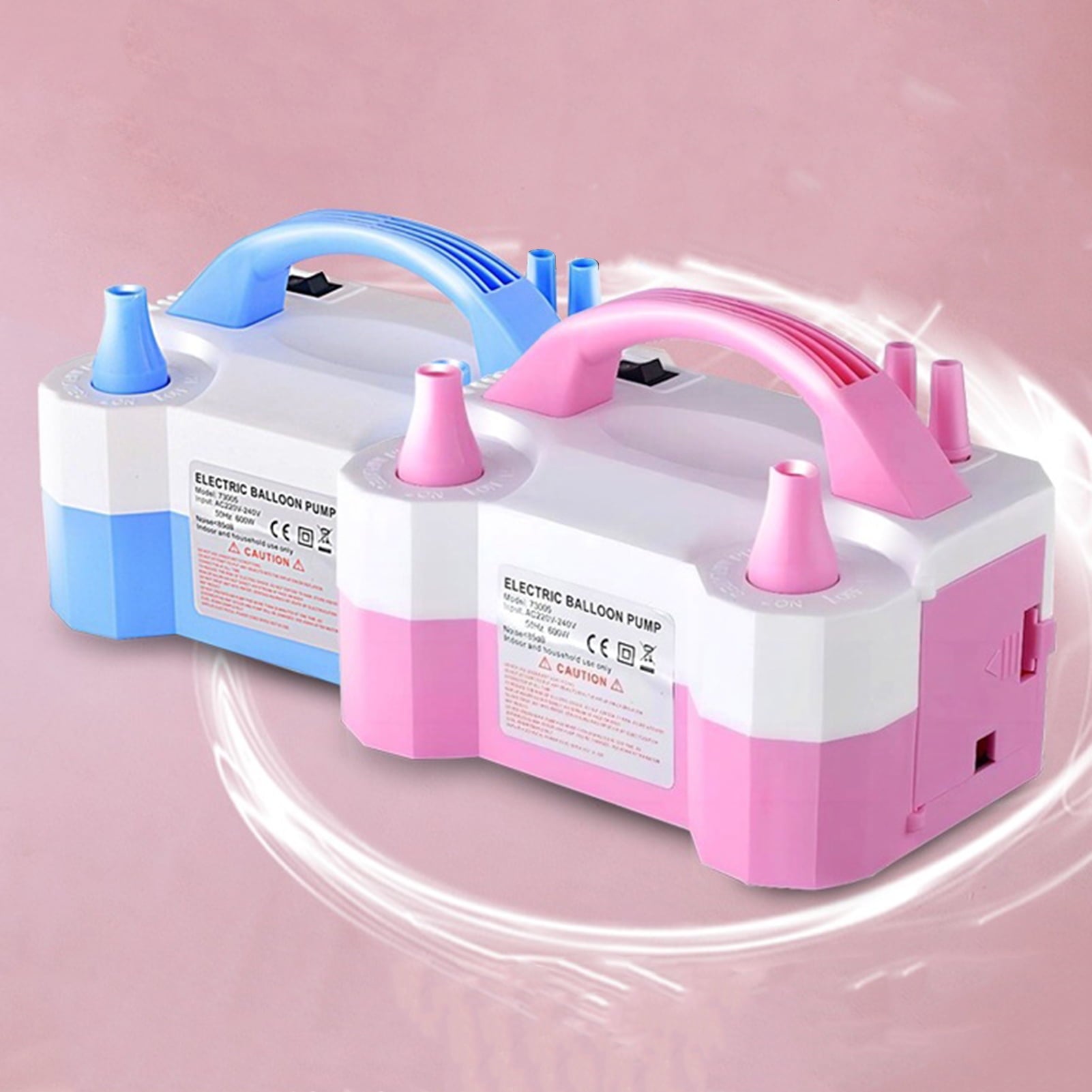 SUSUchens Electric Balloon Pump Portable Automatic Dual Nozzle 110V 600W Balloon Inflator Birthday Gender Reveal Baby Shower Balloons Party Supplies Blue EU