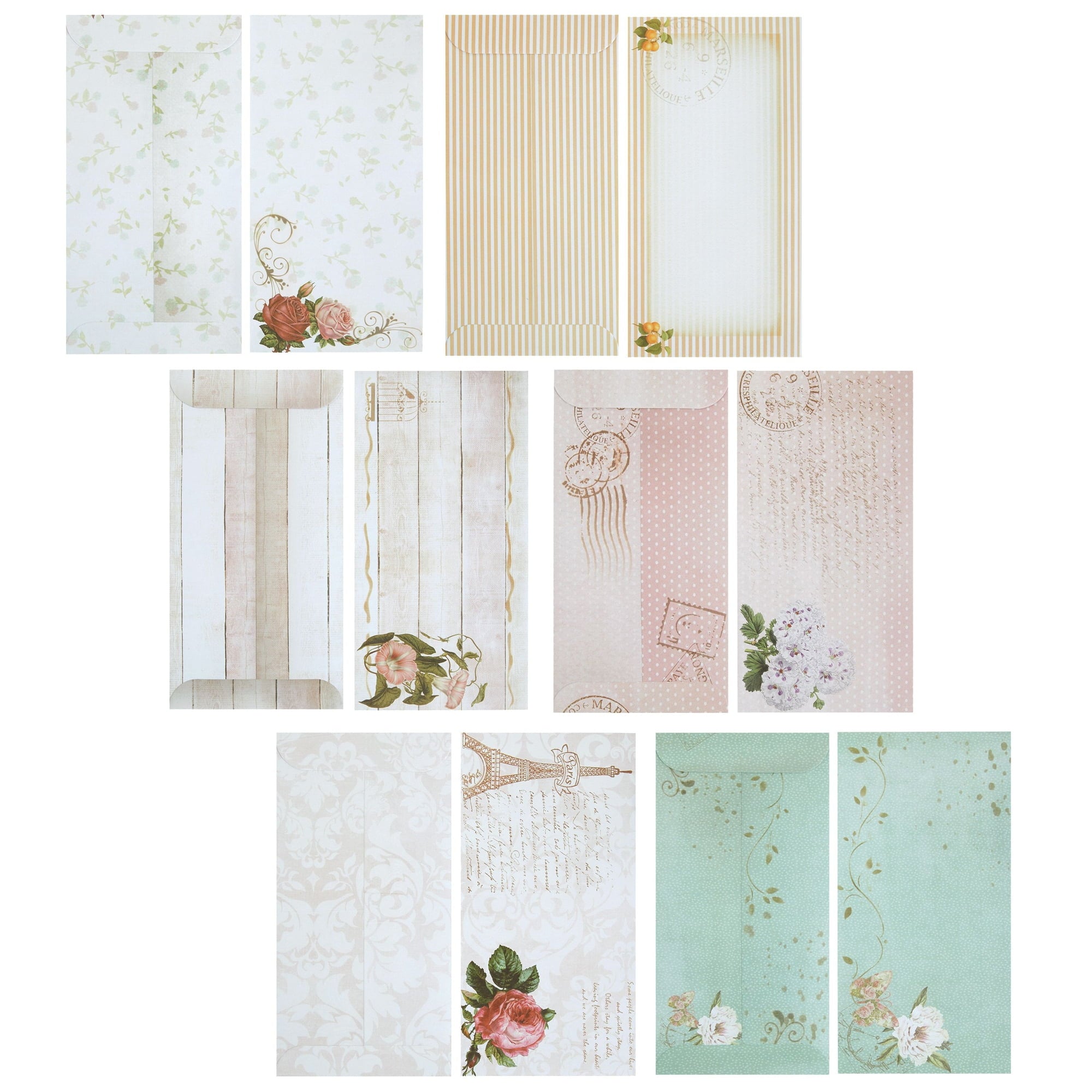 90 Piece Vintage Letter Writing Paper Set (60 Floral Stationery and 30 Matching Envelopes)