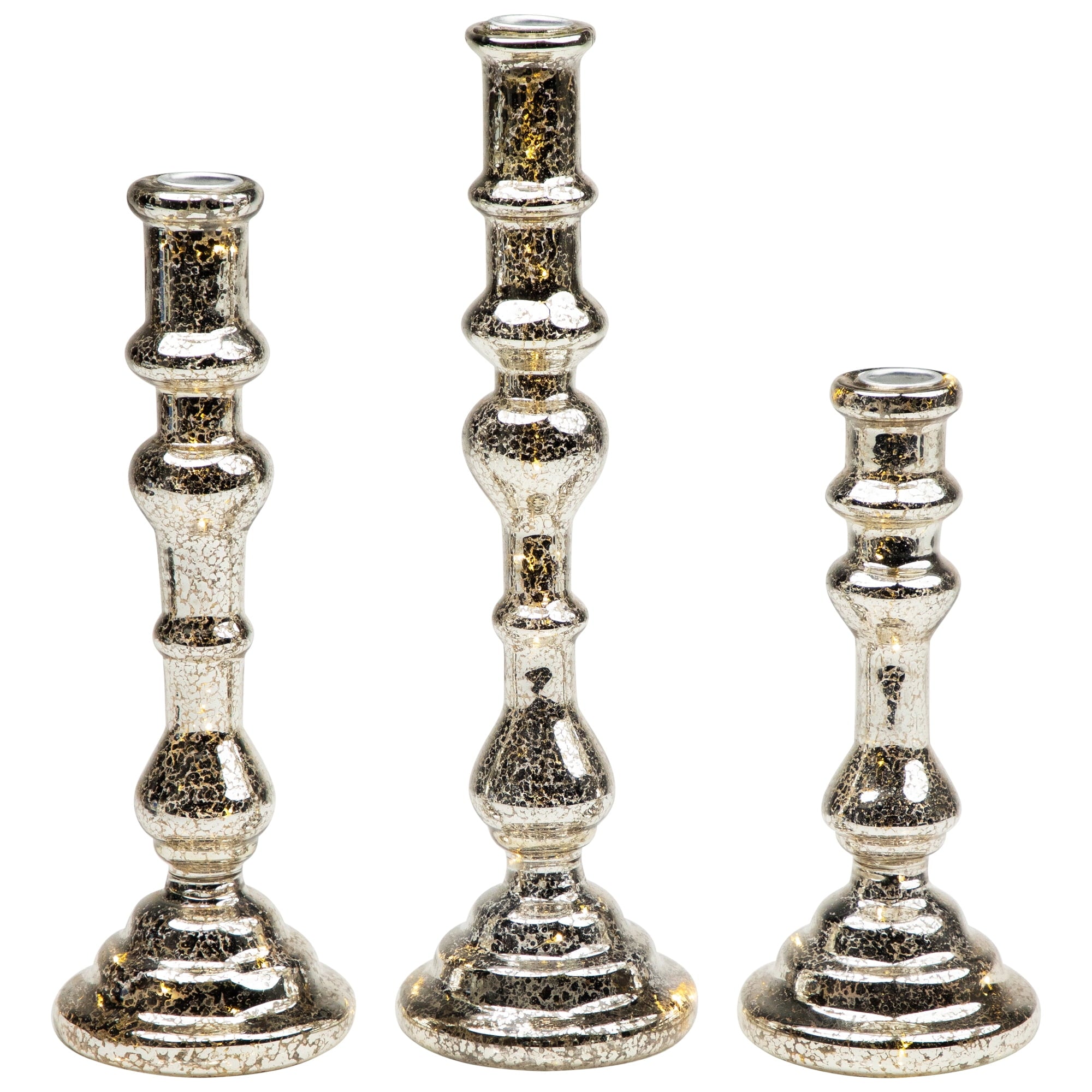 Northlight LED Lighted Golden Sparkles Taper Candle Holders - 13" - Set of 3