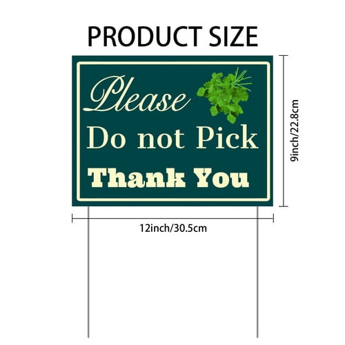 ZXCXRQFa Please Do Not Pick Coriander Yard Sign With Stake,Private Property Vegetable Sign Plant Markes for Lawn Yard Farm 9 x 12 Inches Sturdy Rust Free Weatherproof,Easy to Install