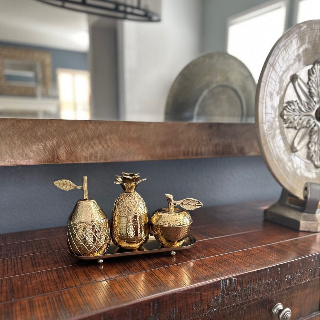 Urban Designs 4-Piece Decorative Table Centerpiece Storage Jar Set - Gold