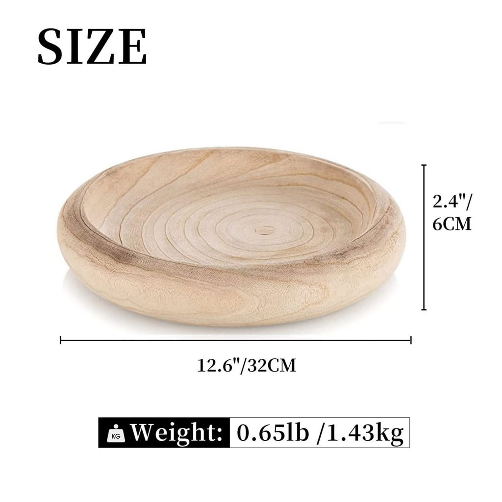 Hanobe  Wooden Dough Bowls Decorative Bowl for Ball Fillers Home Decor: Round  Key Bowl for Entryway Table 12.6”