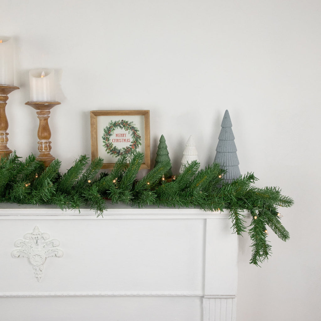 Northlight 9' x 10" Pre-Lit Sierra Noble Fir Artificial Christmas Garland, Clear Lights