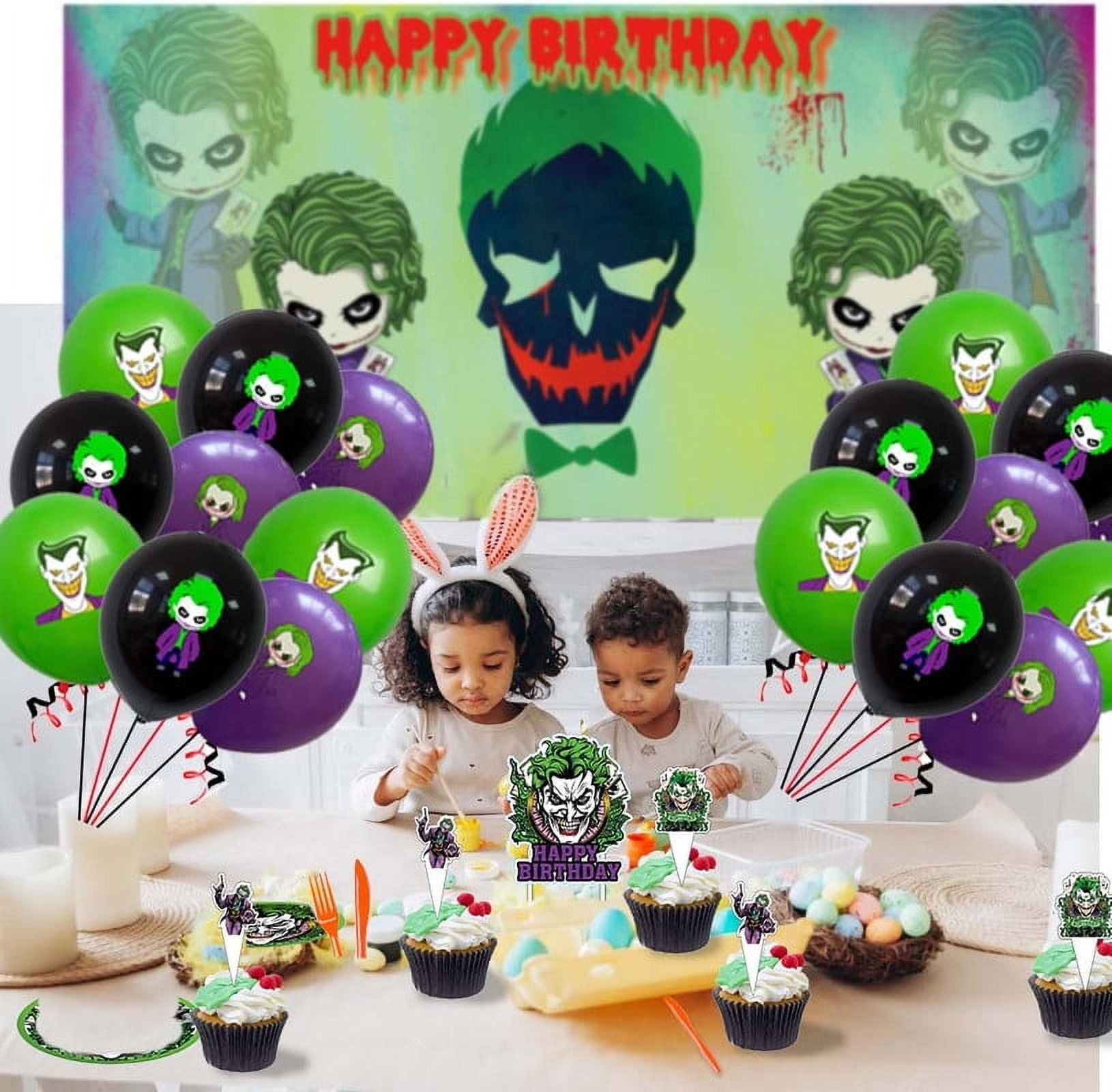 Joker Clown Party Supplies Plates Decorations Birthday Cake Topper Banner Decor Backdrop Balloons