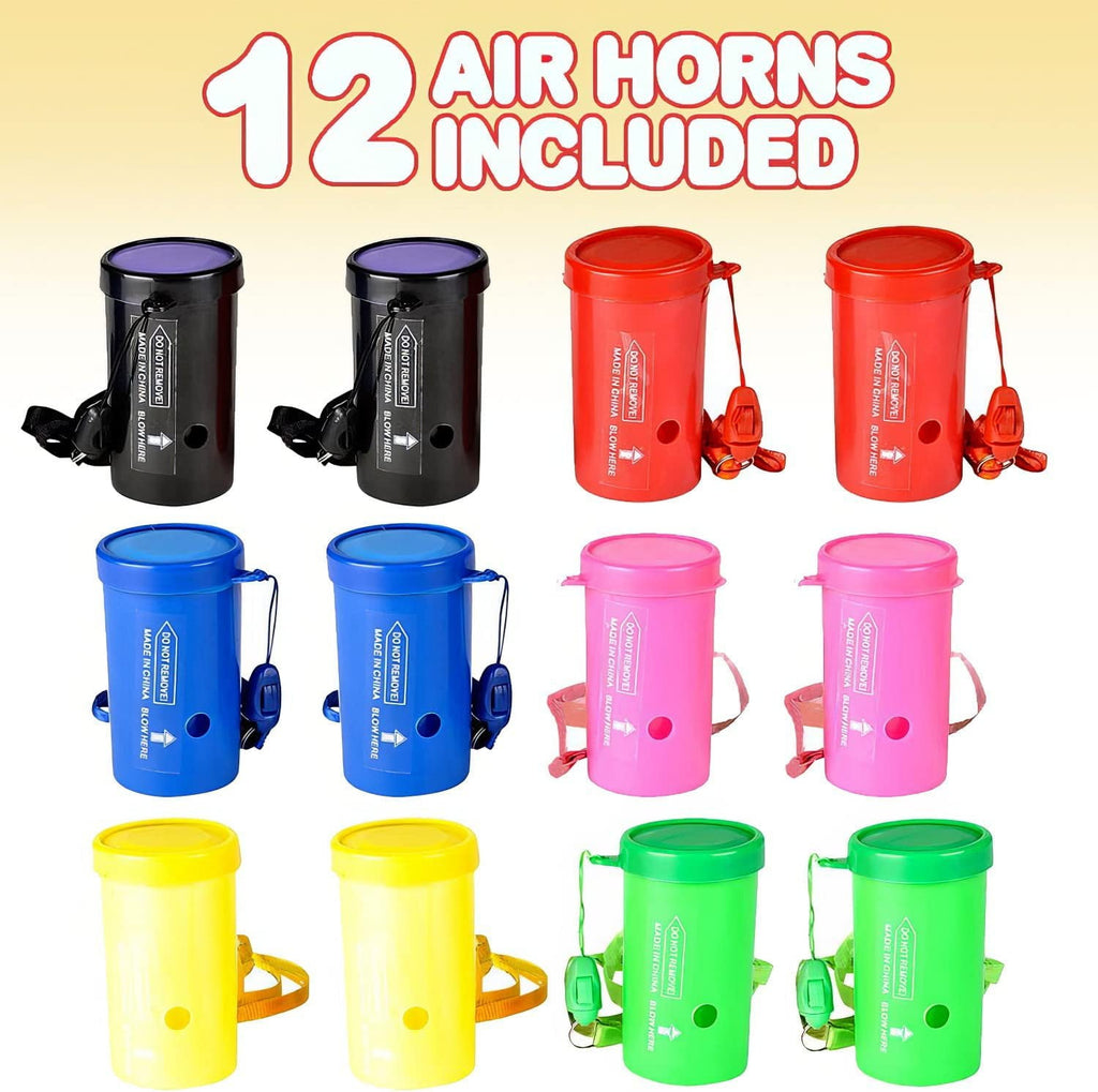 ArtCreativity 3-Inch Mini Air Horns, pack of 12 Loud Party Noisemakers for Kids Ages 3+ and Adults, Birthday Parties, Sports Events, Celebrations