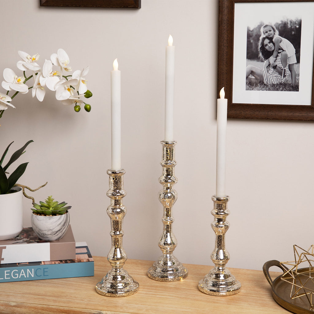 Northlight LED Lighted Golden Sparkles Taper Candle Holders - 13" - Set of 3
