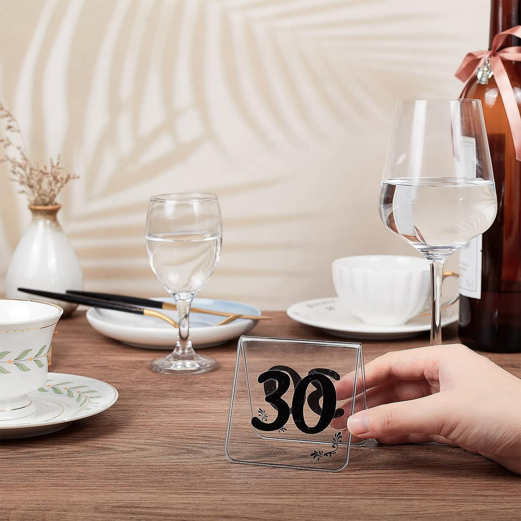 30pcs Acrylic Tent Table Numbers 1-30 Double Sided Table Numbers Signs Number Table Tent Acrylic Numbers Cards Signs for Wedding Party Banquets Receptions Dinner