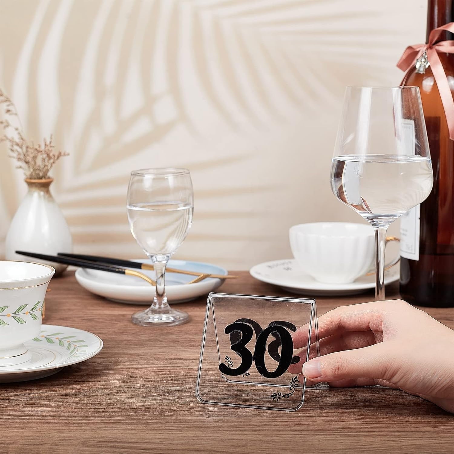 30pcs Acrylic Tent Table Numbers 1-30 Double Sided Table Numbers Signs Number Table Tent Acrylic Numbers Cards Signs for Wedding Party Banquets Receptions Dinner