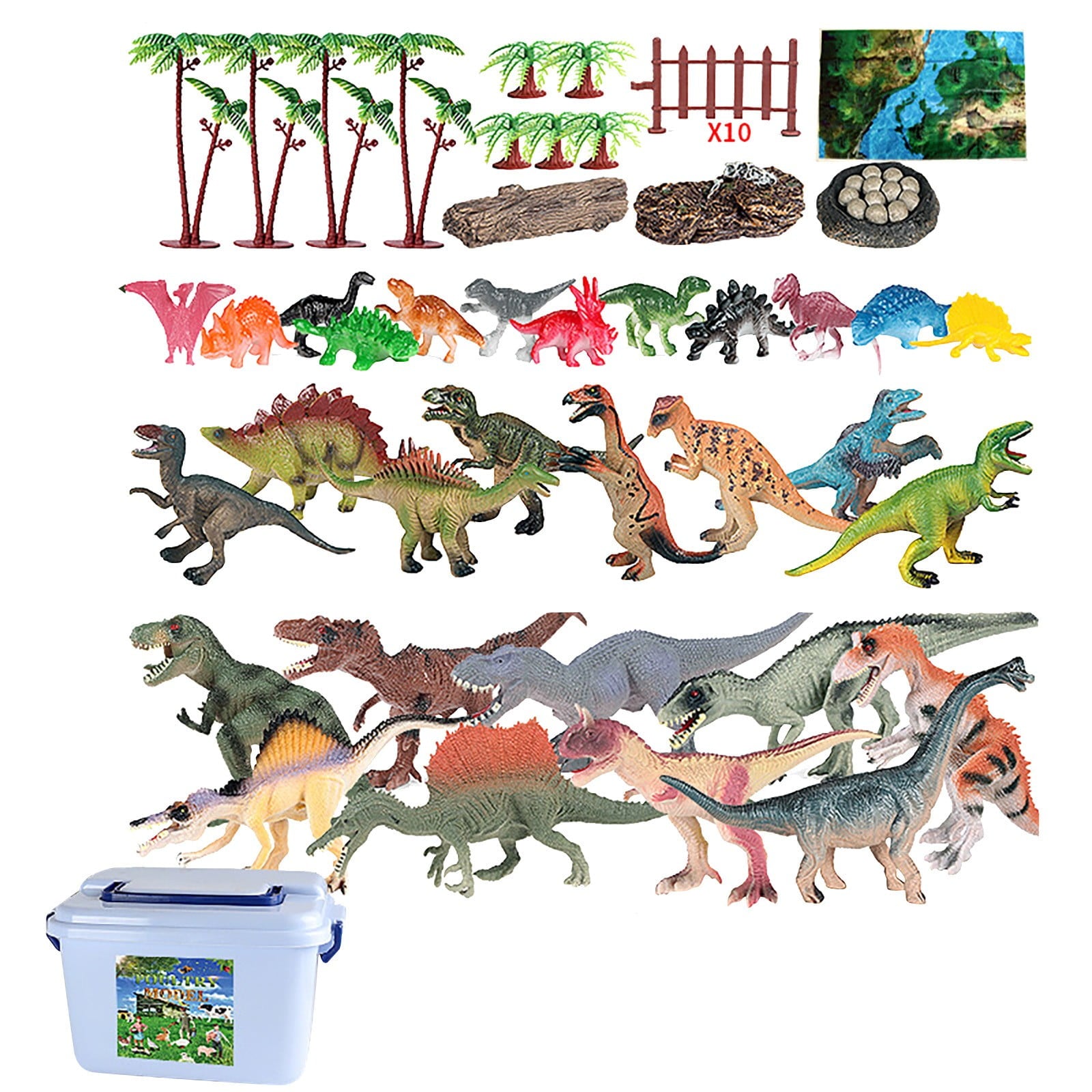 Usmixi 52pcs Dinosaur Toys Figures, Realistic Large Dinosaur Figurines with Jumbo Play Mat & Information Dino Book,Educational Dino Figure Playset Cake Topper Decoration for Kids