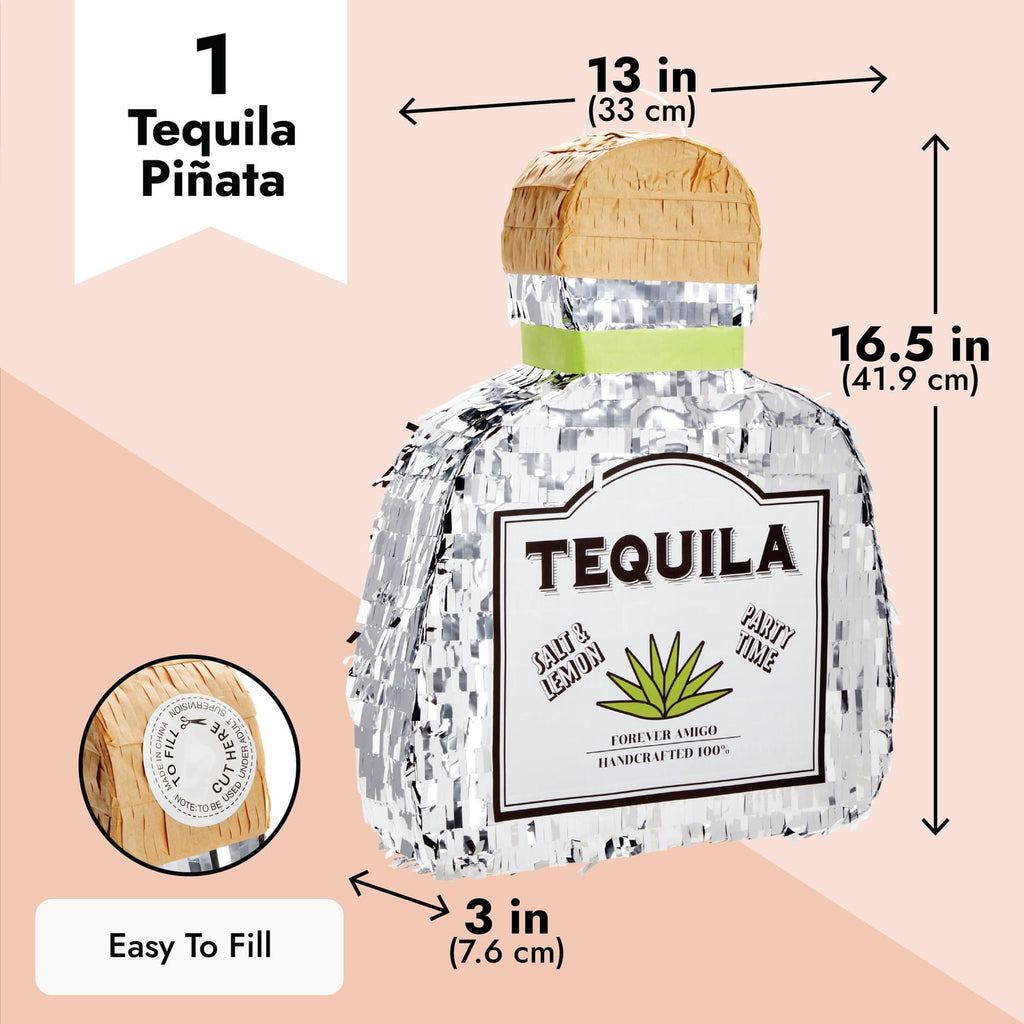 Tequila Pinata for Bachelor Party Decorations, Table Centerpiece, Photo Prop (Small, 16.5 x 13 x 3 In)
