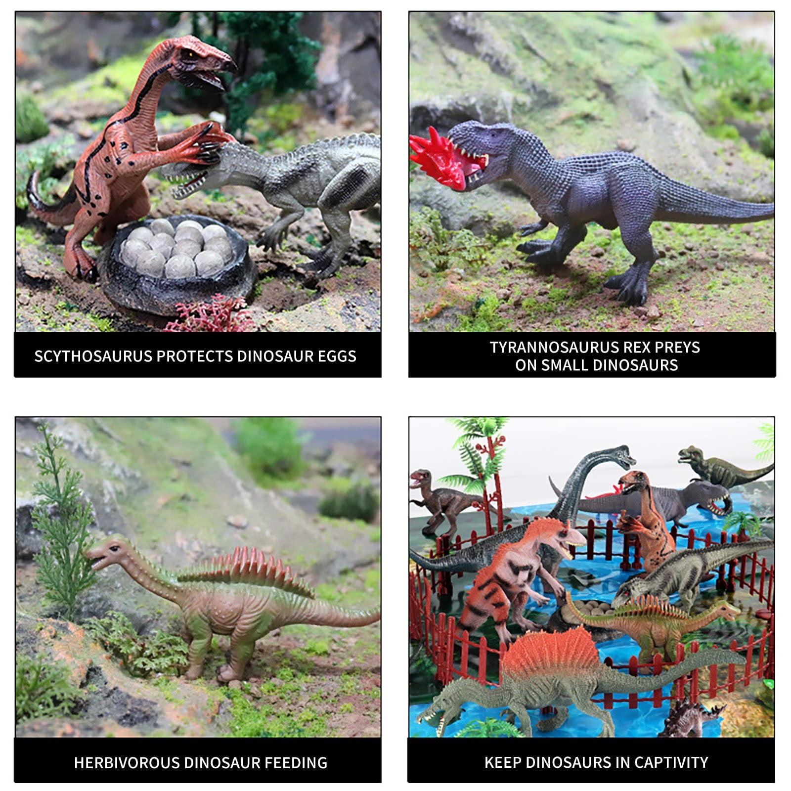 Usmixi 52pcs Dinosaur Toys Figures, Realistic Large Dinosaur Figurines with Jumbo Play Mat & Information Dino Book,Educational Dino Figure Playset Cake Topper Decoration for Kids
