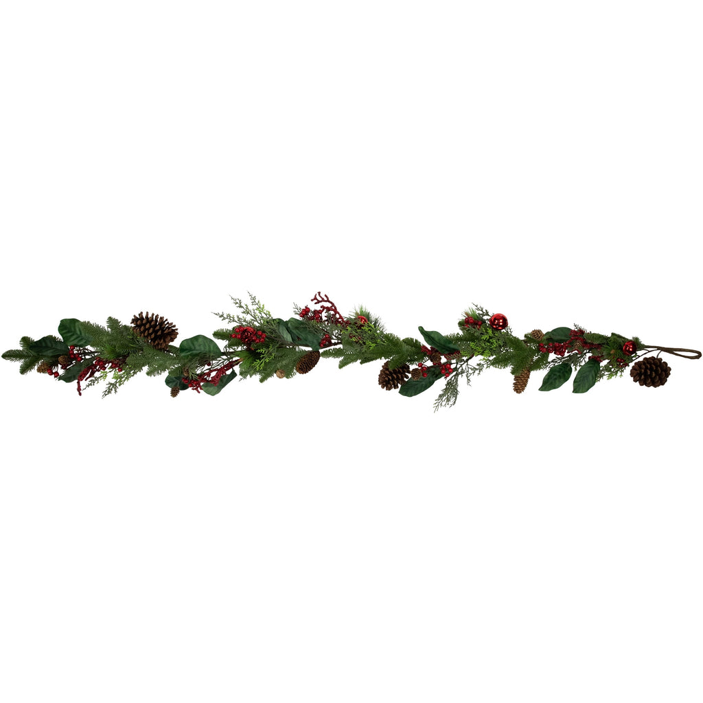Pinecones and Berries Artificial Christmas Garland - 6' x 8" - Unlit