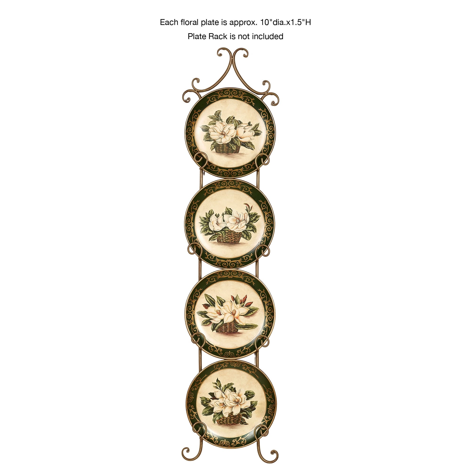 Magnolia Ceramic Floral Decorative Plates Set of Four Ivory Set of 4