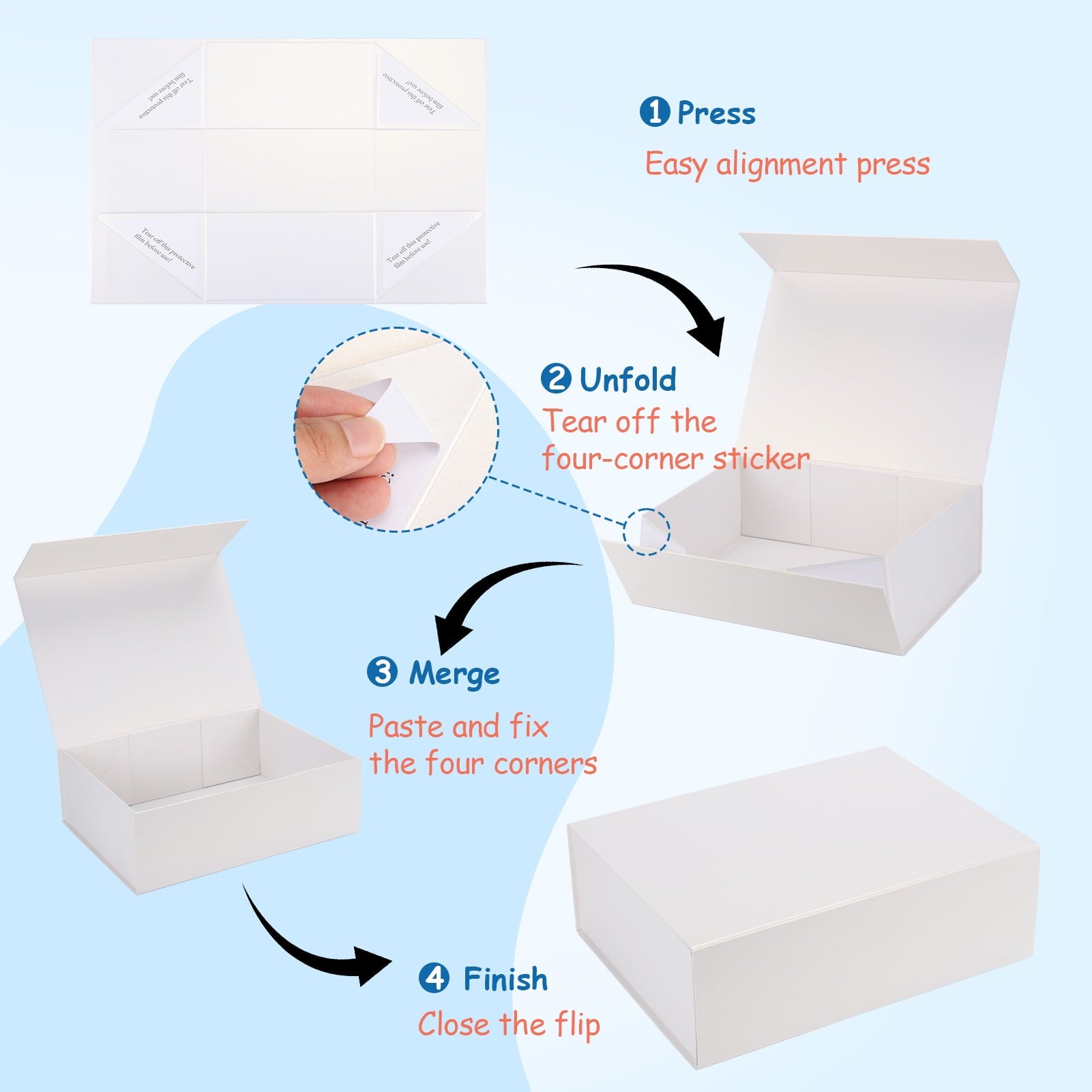 4 Pack Magnetic Closure Boxes Set, 12x9x4 White Gift Box with Lid for Party Festival Birthday