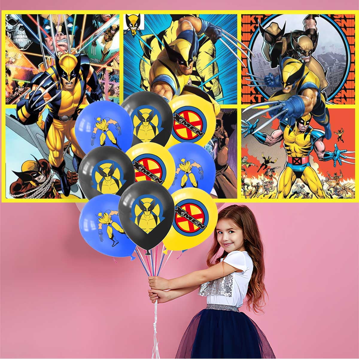 Wolverine X-men Tableware Balloons Birthday Plates Party Decor Banner Cake Topper Decorations for Kids Supplies