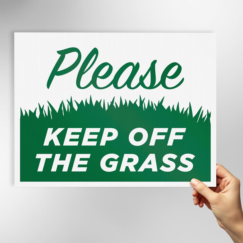 Keep Off Grass Yard Signs with H-Frame Stakes, 17" x 13" Corrugated Plastic Keep Off Grass Signs for Yard (Pack of 4)