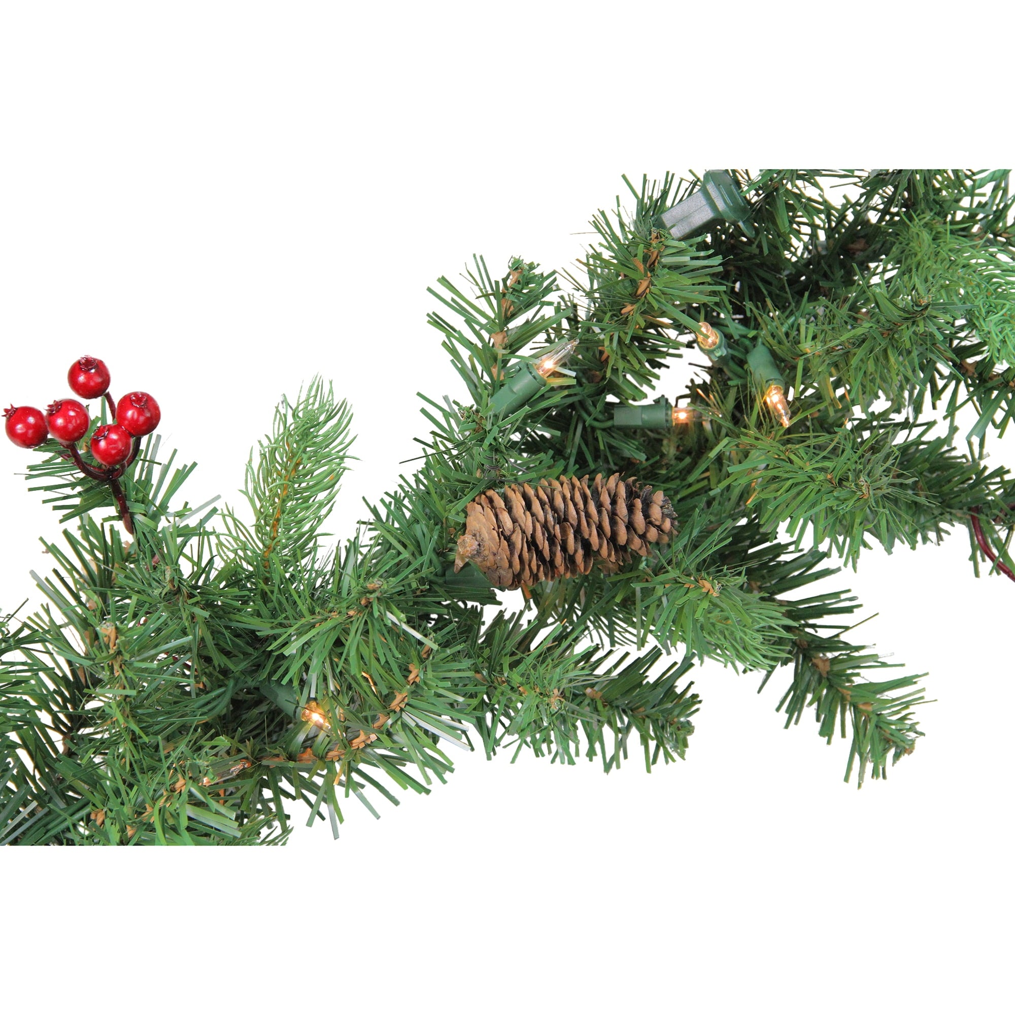 Northlight Real Touch™️ Pre-Lit Noble Fir with Berries Artificial Christmas Garland - 9' x 10" -