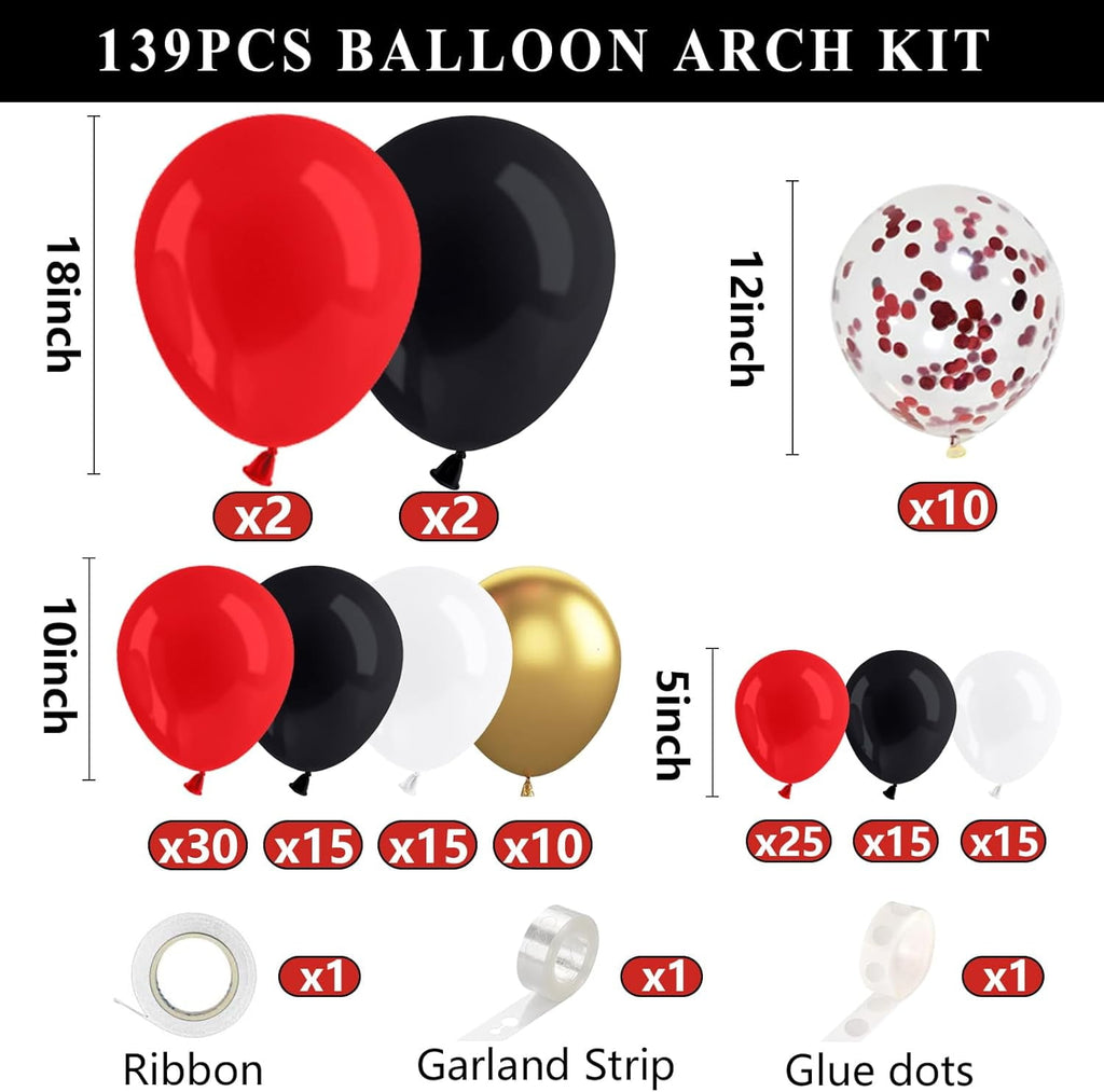 Graduation Decorations 2025, Set of 4 Red Graduation Balloon Boxes with 139pcs Balloon Arch Garland Kit & 4 Light Strings - So Proud of You 2025 Graduation Decorations for Any Grades