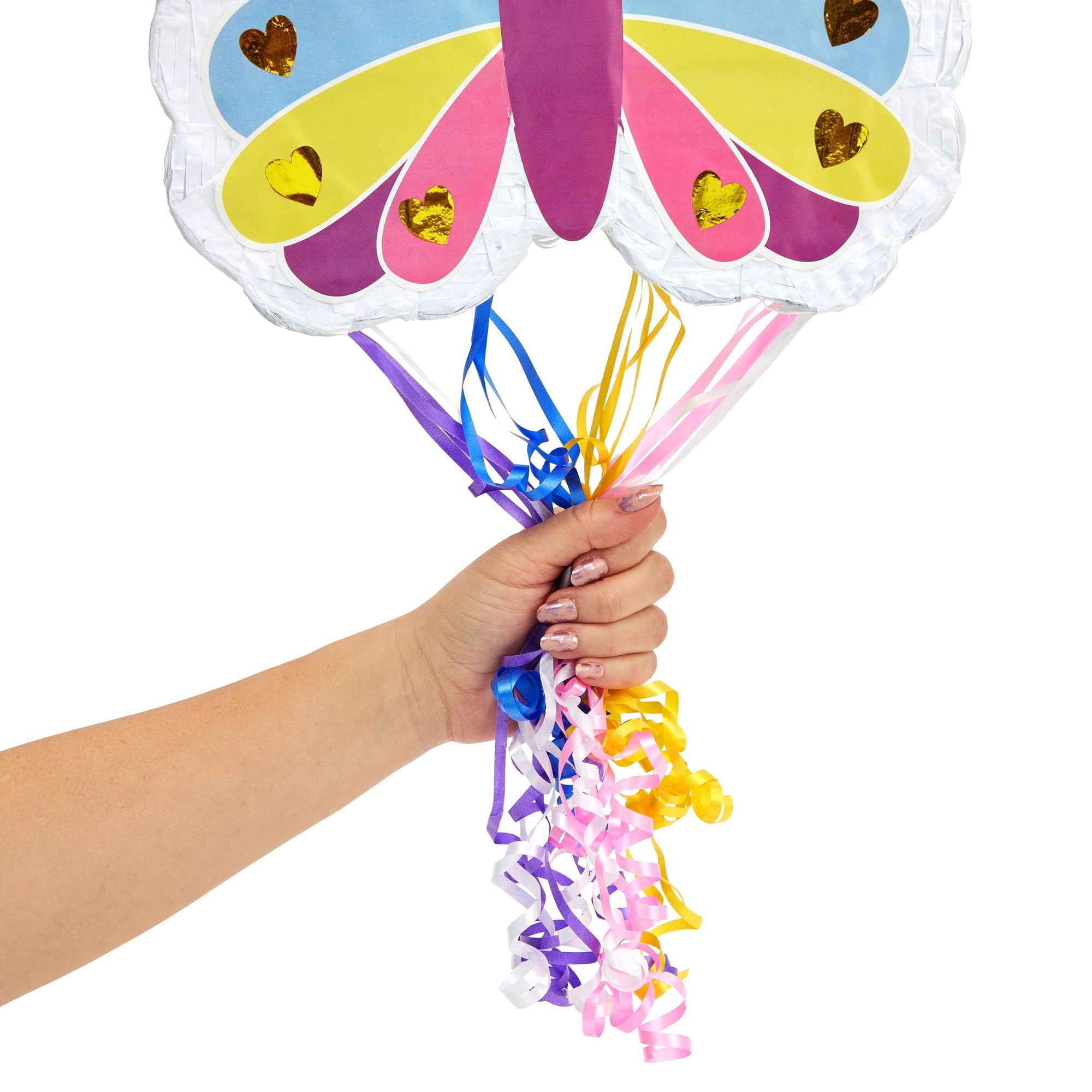 Pull String Butterfly Pinata for Girls Birthday Party, Fairy Decorations for Flower-Themed Celebrations (Small, 16.5x13x3 in), For Ages 3+