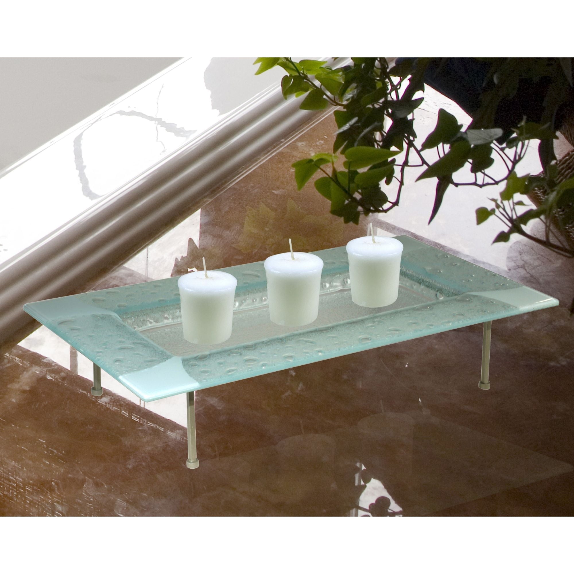Dale Tiffany 9" x 5" Contemporary Glass Votive Candle Holders, Blue