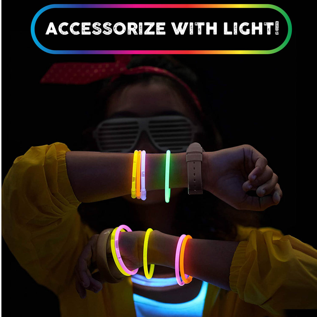 Kaitek Glow Stick Party Favors for Halloween Neon Theme Party Glow in the Dark Sticks (Pack of 200)