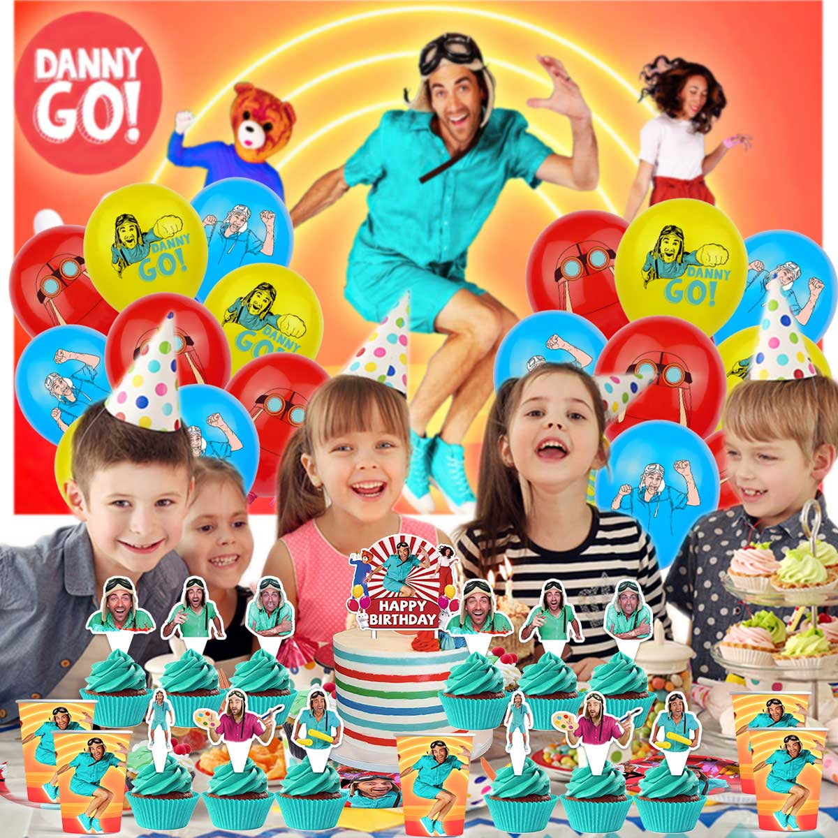 Danny go Birthday Party Supplies Balloons Paper Plates Decoration Cake Topper Decor Tableware Banner Backdrop
