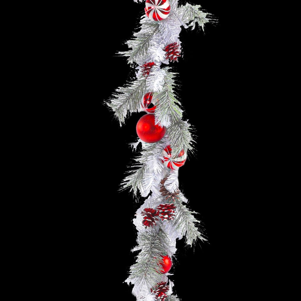 Alta Innova G48 MFMG6038X6X 6 ft. Garland with Pinecones & Ornaments, Red & White
