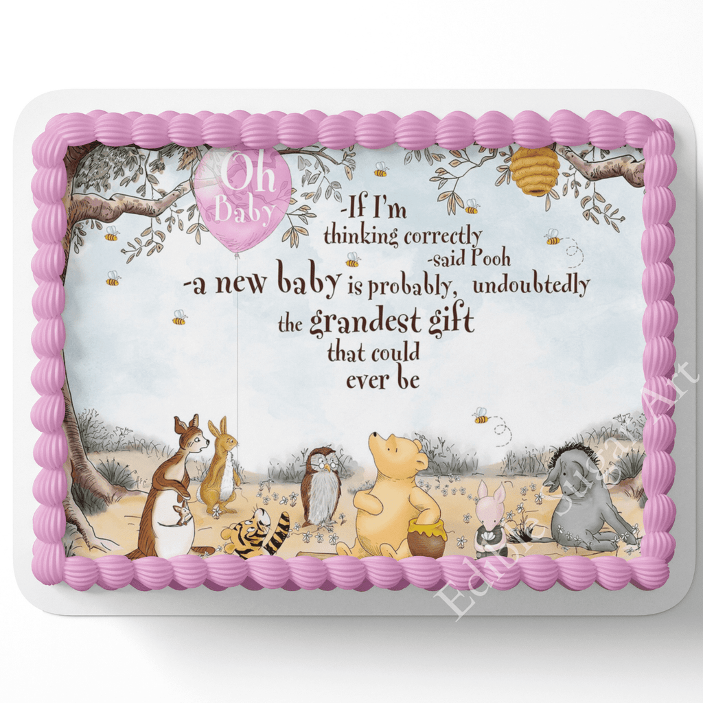 Winnie the Pooh Cake Topper Edible Image 1/2 Sheet cake topper pooh Bear Baby Shower