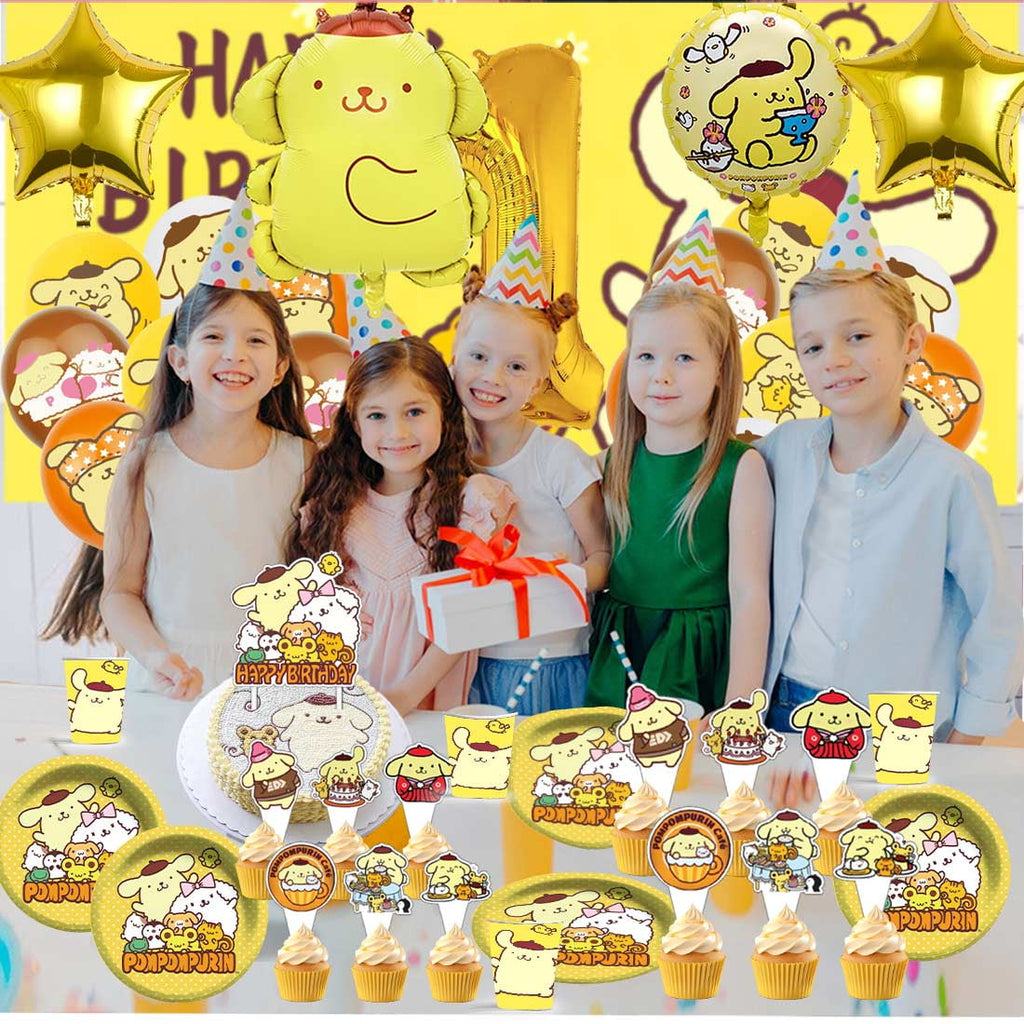 Pompompurin Party Supplies Decor Tableware Backdrop Banner Cake Topper Balloons Birthday Decorations