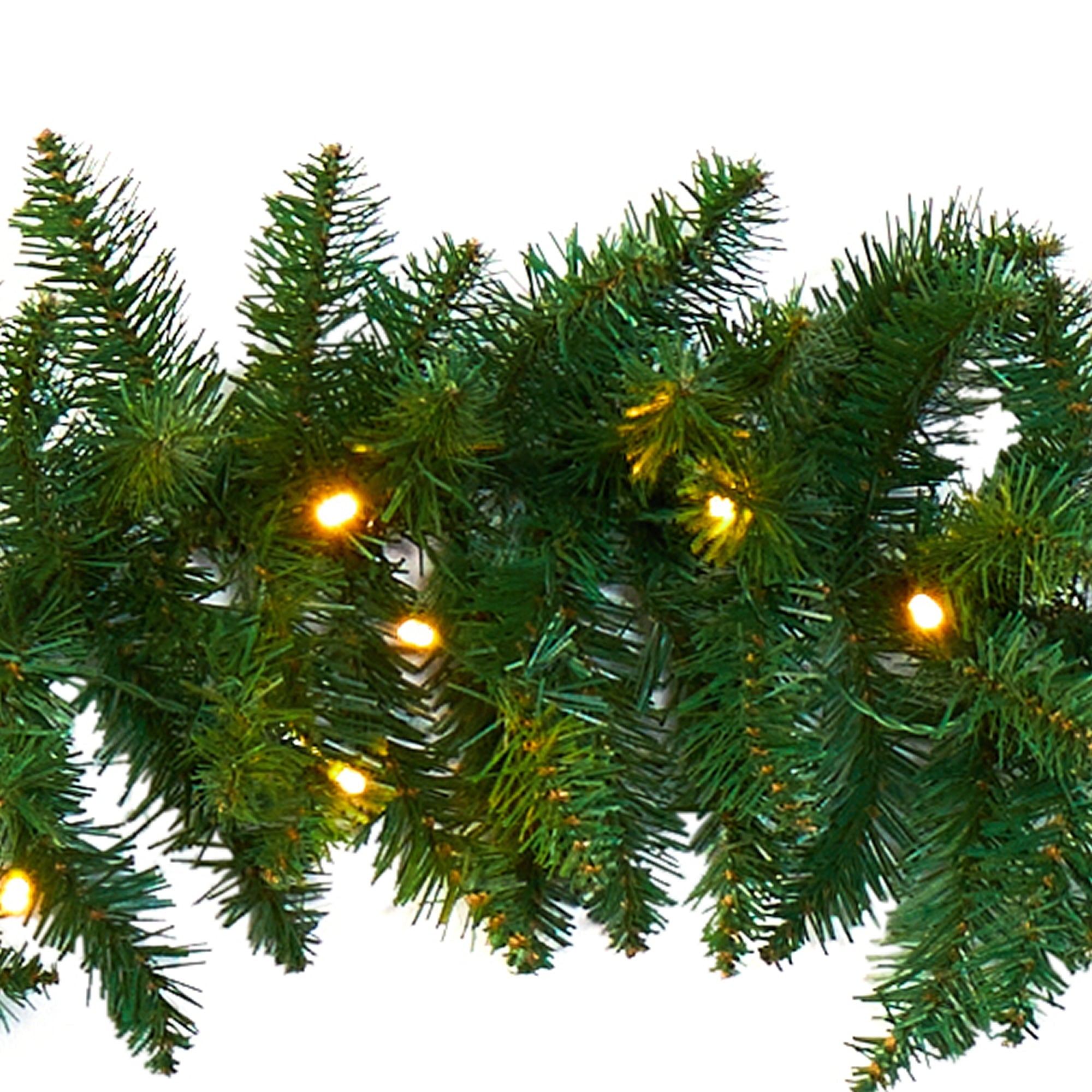 Nearly Natural Holiday Pine Prelit Battery Operated Garland, 5.00" (Green)