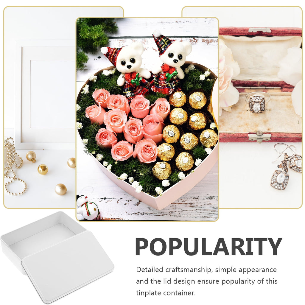 6 pcs  Tin Box With Lid Small Tin Boxes Rectangle Tinplate Boxes Tinplate Gift Boxes