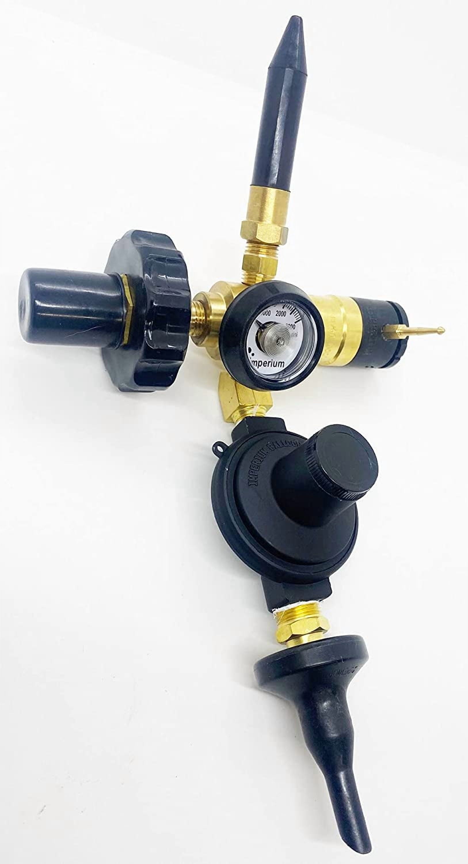 Helium Tank Combo Foil and Latex Balloon Filler Inflator Valve (with foil balloon auto shut off valve and latex rubber tilt valve)