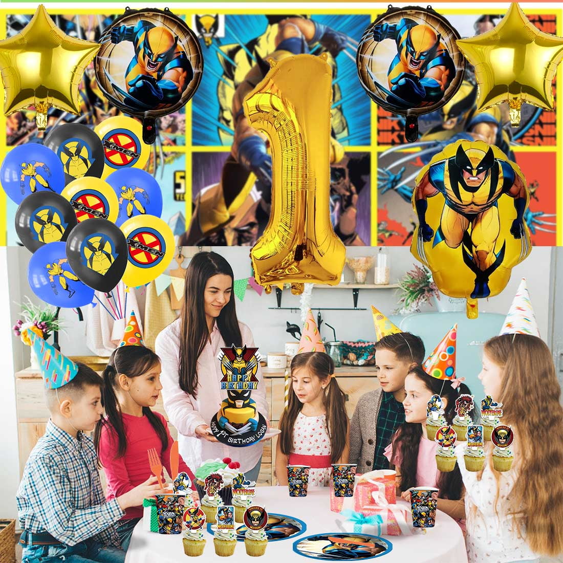 Wolverine X-men Party Supplies Decor Tableware Backdrop Banner Cake Topper Balloons Birthday Decorations