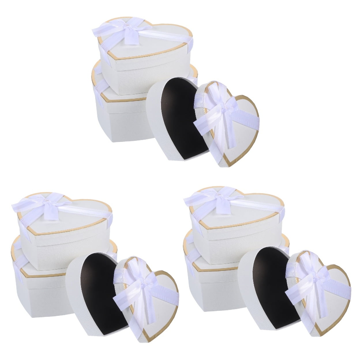 Masteelf 3 Sets  Wedding Gift Boxes Heart Shaped Empty Gift Boxes Portable Paper Gift Wrapping Box