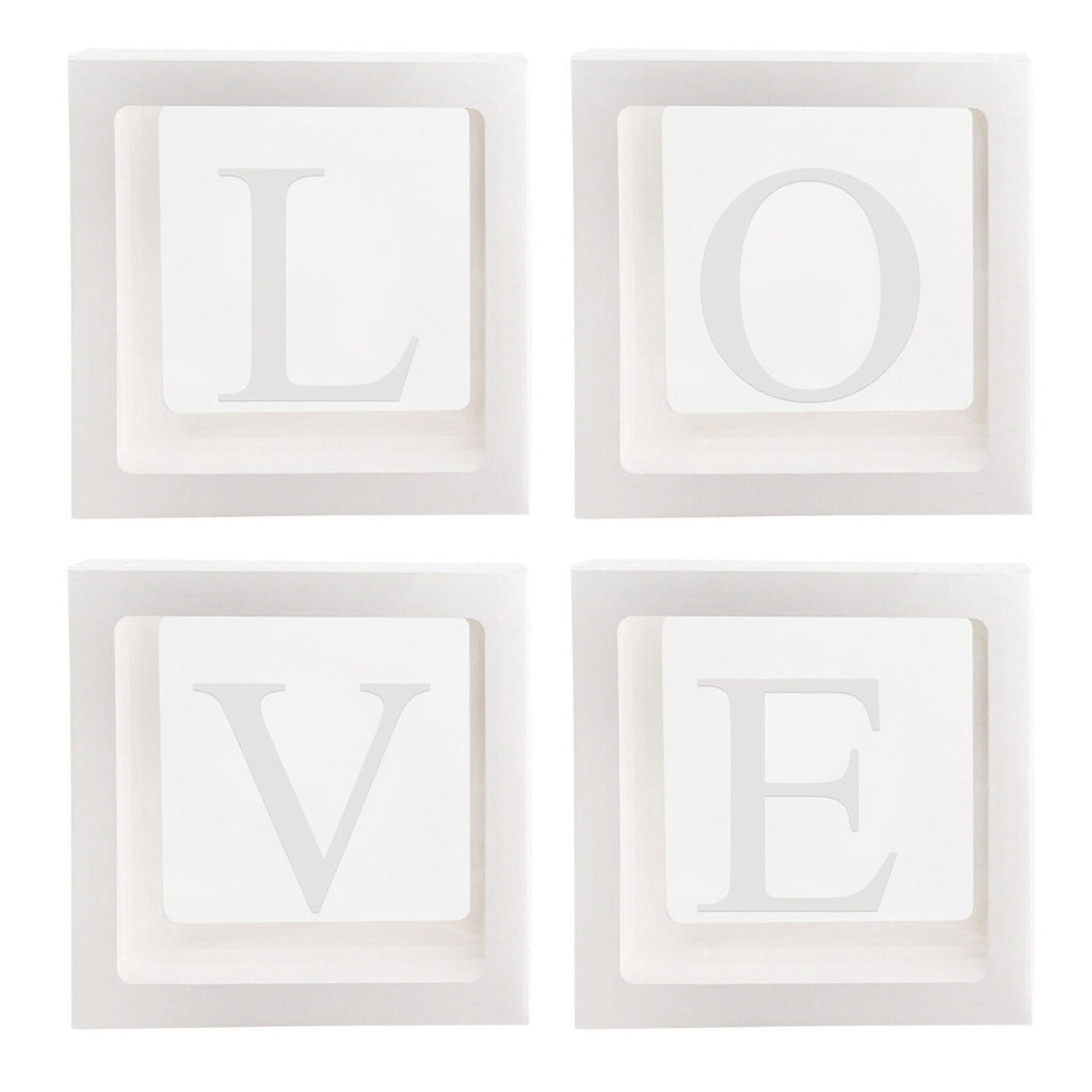 tasrioml 4 Pcs Balloon Box DIY Assembly Transparent Paper Box Balloon Box with Letters Reusable Stackable Cube Decorative Box for Party Wedding Birthday