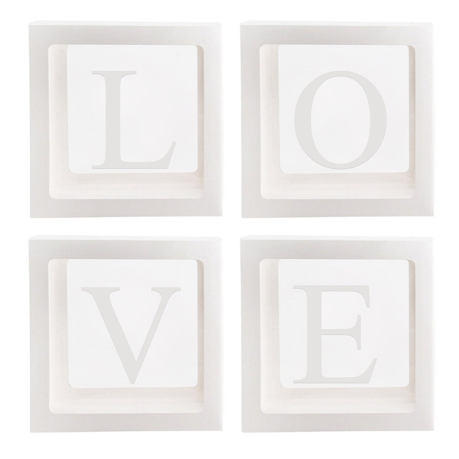 tasrioml 4 Pcs Balloon Box DIY Assembly Transparent Paper Box Balloon Box with Letters Reusable Stackable Cube Decorative Box for Party Wedding Birthday