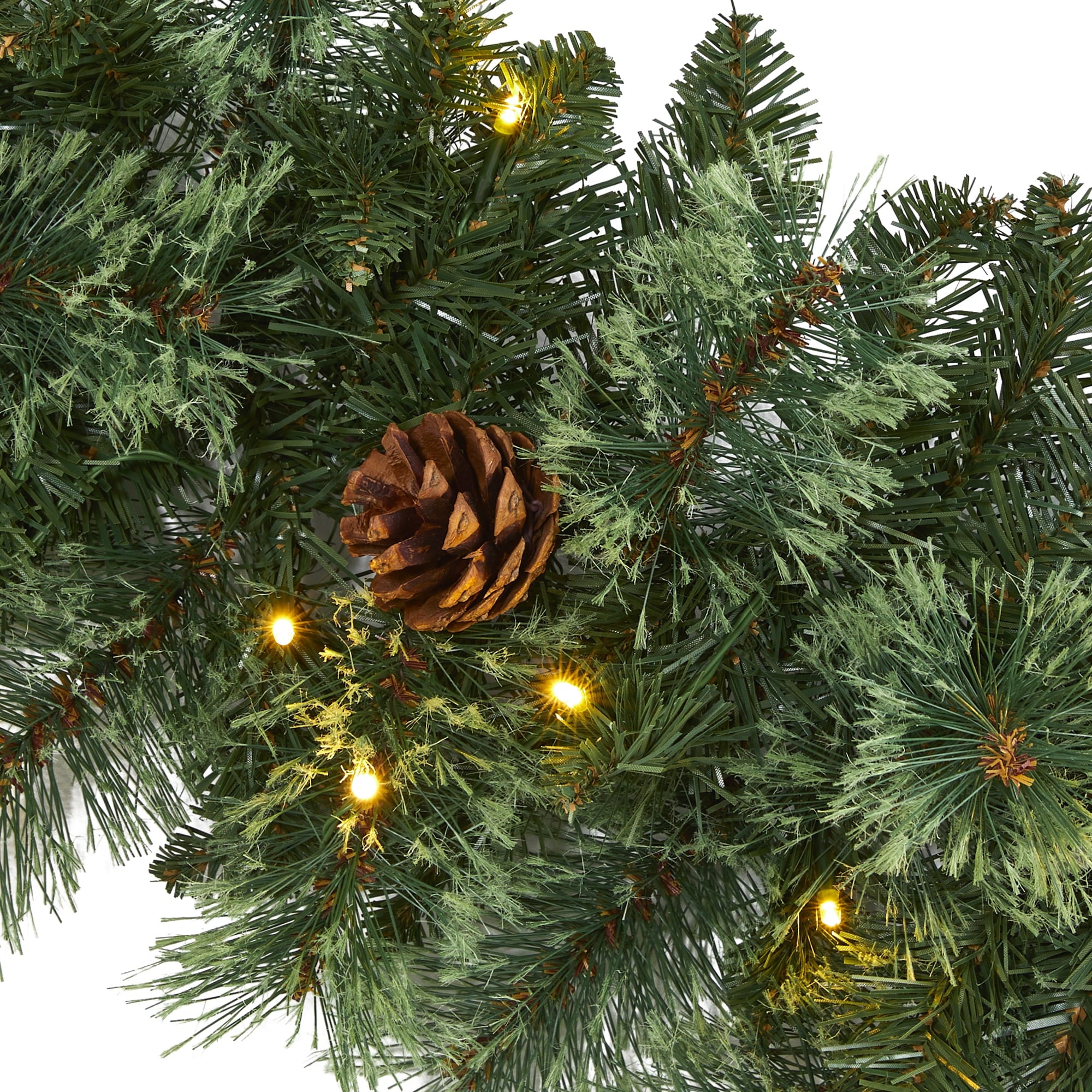 Nearly Natural Holiday Pine Prelit Battery Operated Garland, 72.00" (Assorted Colors)