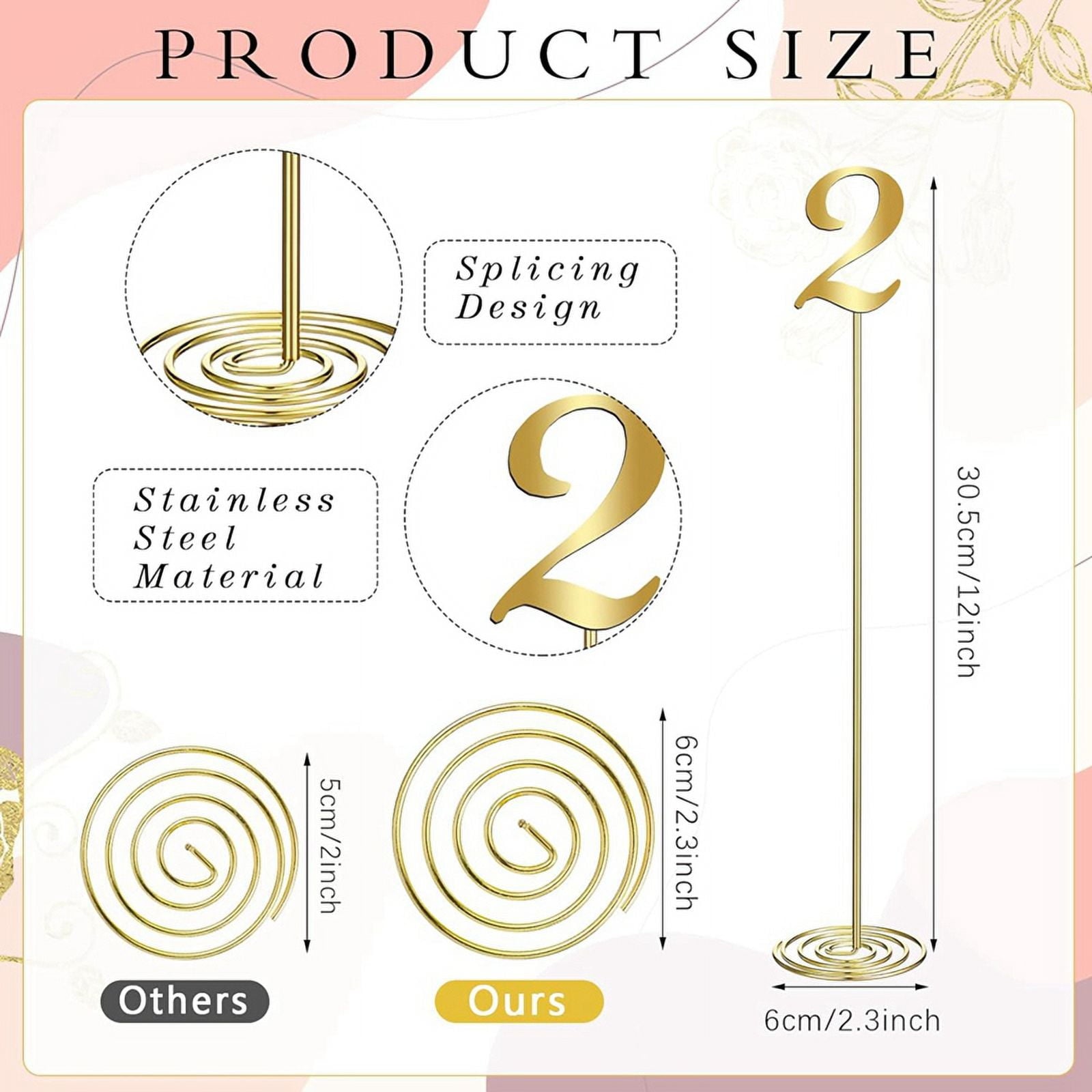 20 Pcs Metal Table Numbers 1-20 Table Numbers for Wedding Reception 12 Inch Party Table Number with Sturdy Holder Base