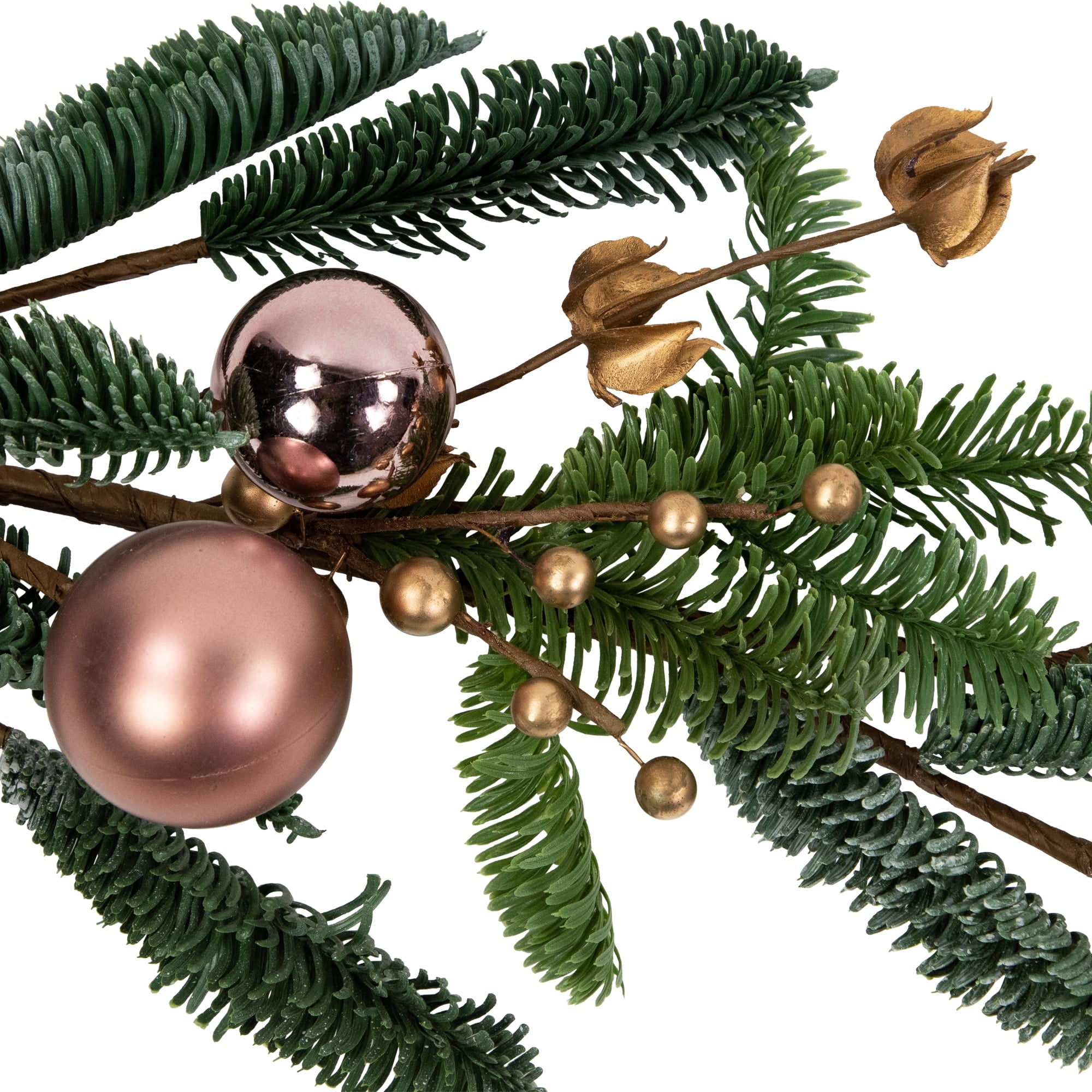 Northlight 6' Rose Gold Ball Ornaments and Berries Artificial Christmas Garland Unlit