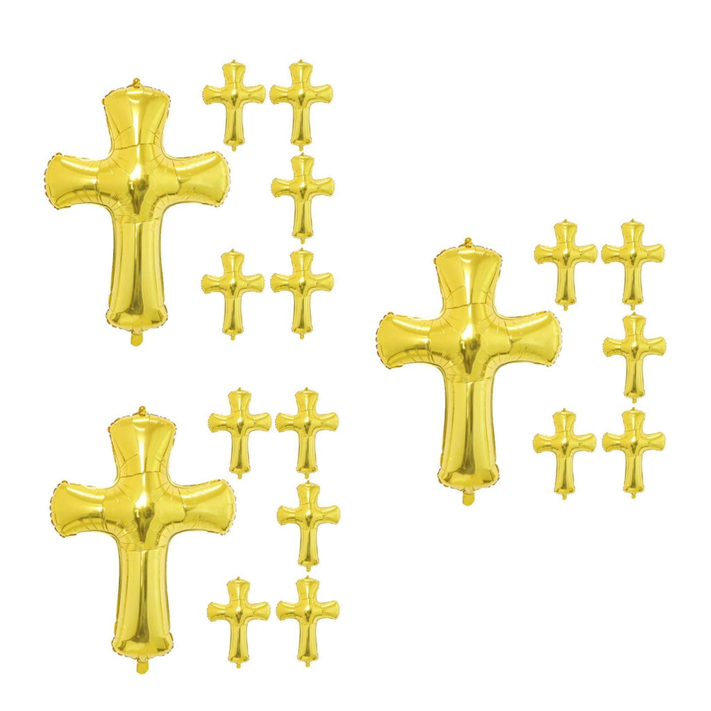 Raindrops 18 pcs  Cross Balloons for Baptism Baby Shower Decorations Aluminum Foil Balloons Cross Shape Balloon Decorative Balloons Baby Christening Foil Balloon for Party
