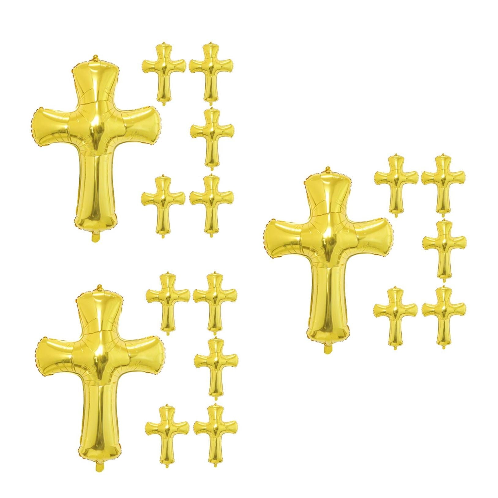 Raindrops 18 pcs  Cross Balloons for Baptism Baby Shower Decorations Aluminum Foil Balloons Cross Shape Balloon Decorative Balloons Baby Christening Foil Balloon for Party