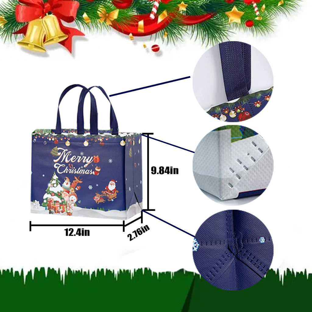 16PCS Christmas Gift Bags, Multifunctional Non-Woven Shopping Totes for Gifts Wrapping Shopping